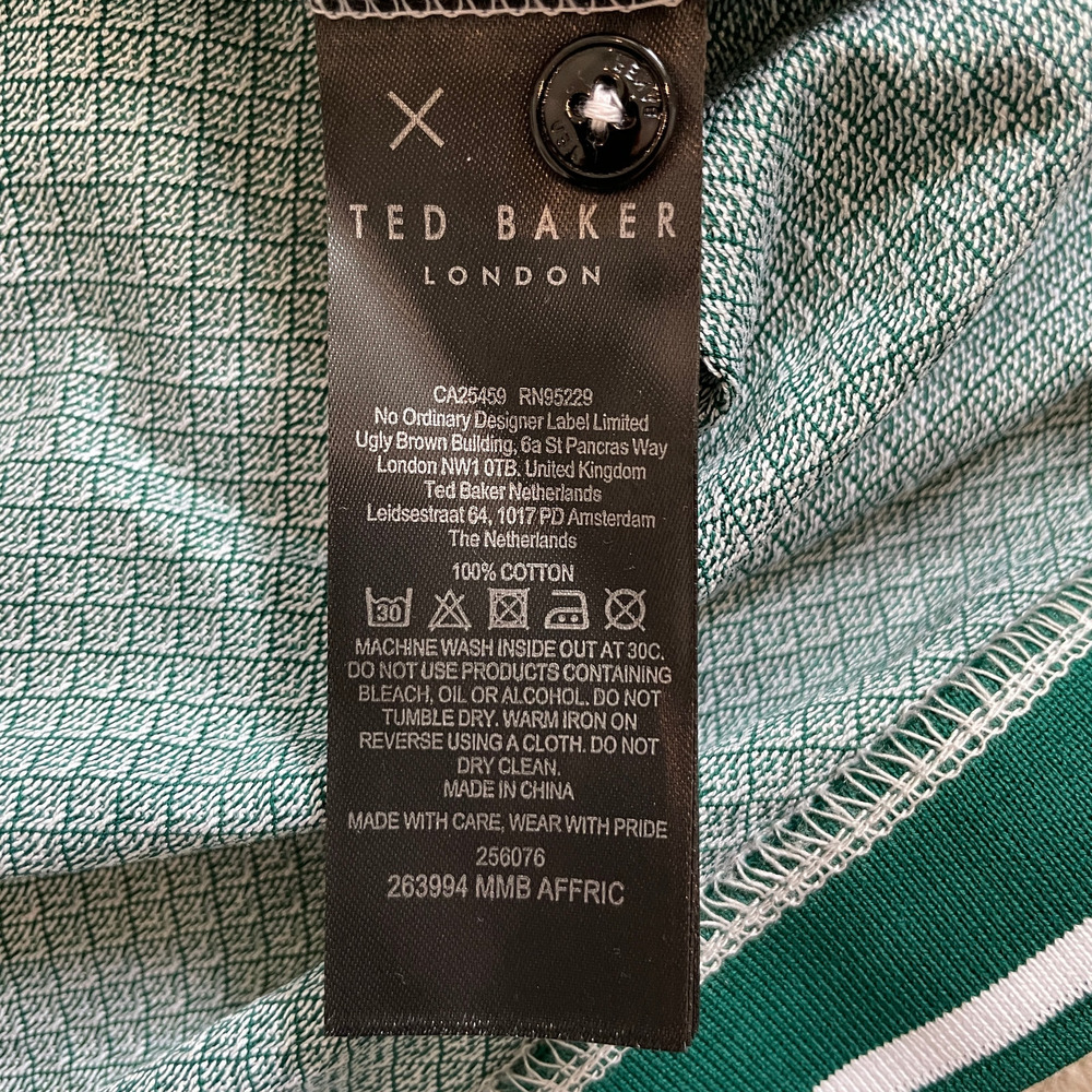 Ted Baker Geo Textured Short Sleeve Polo Shirt Regular Dark Green Sz7 US 3XL NEW - Picture 13 of 15